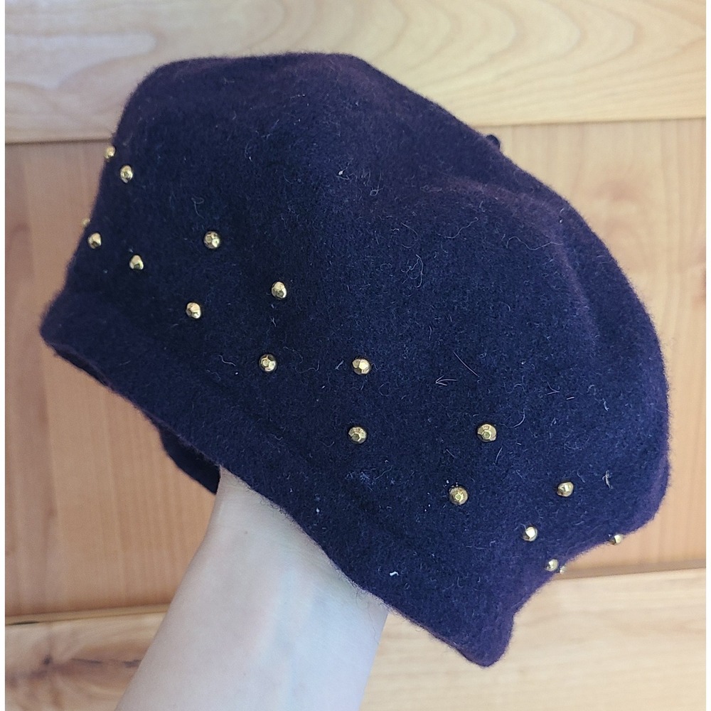 Importina 100% Wool Navy Blue Studded French Beret Hat Classic Preppy‎ Old Money